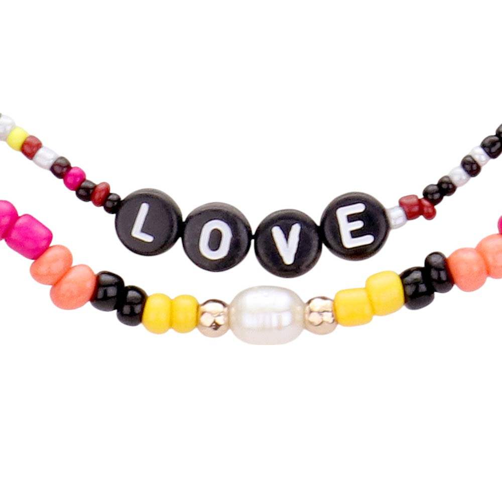 Multi Color Bead Statement Love Layered Necklace - Madeline Love - Flyclothing LLC