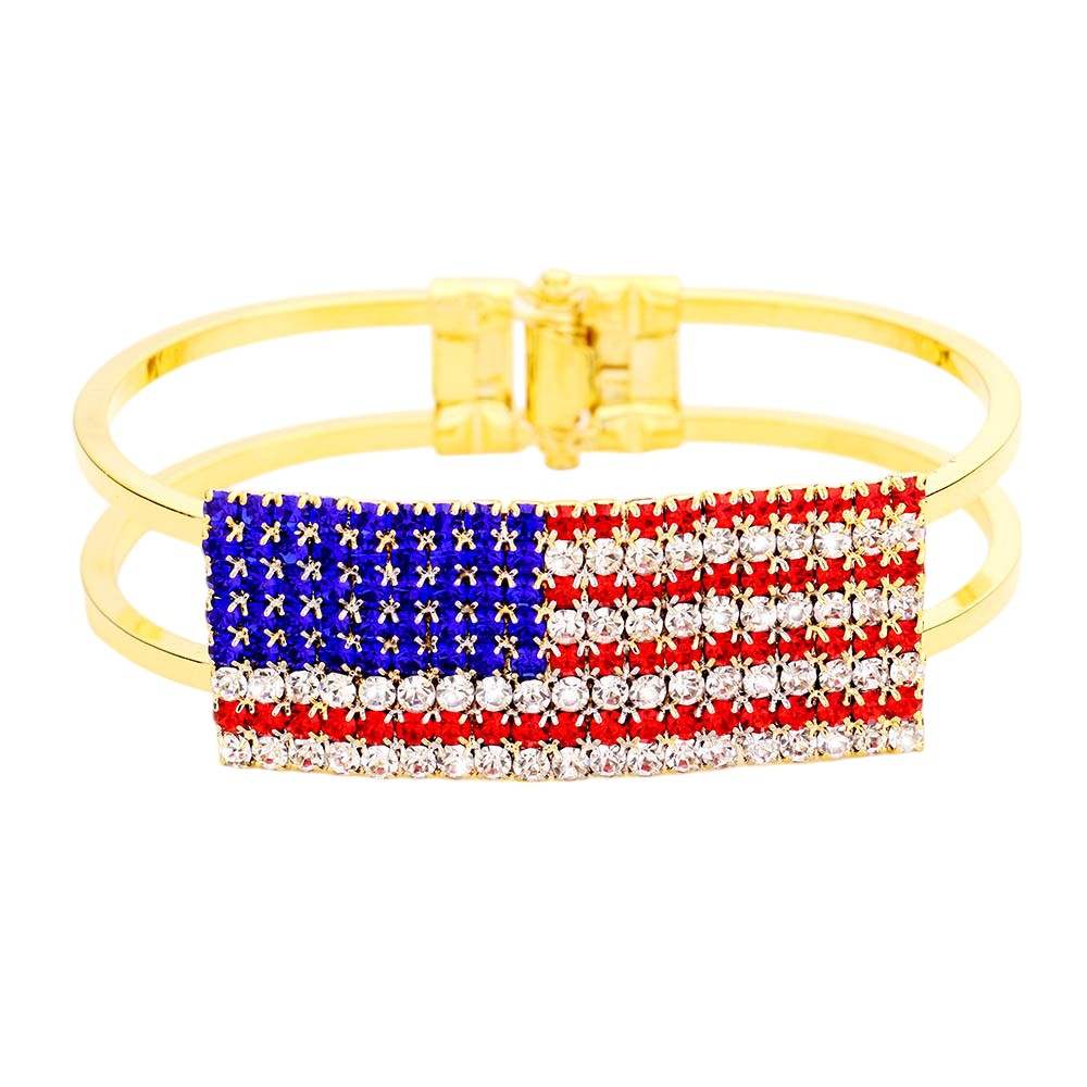 Crystal Pave American Flag Hinged Bracelet - Madeline Love - Flyclothing LLC