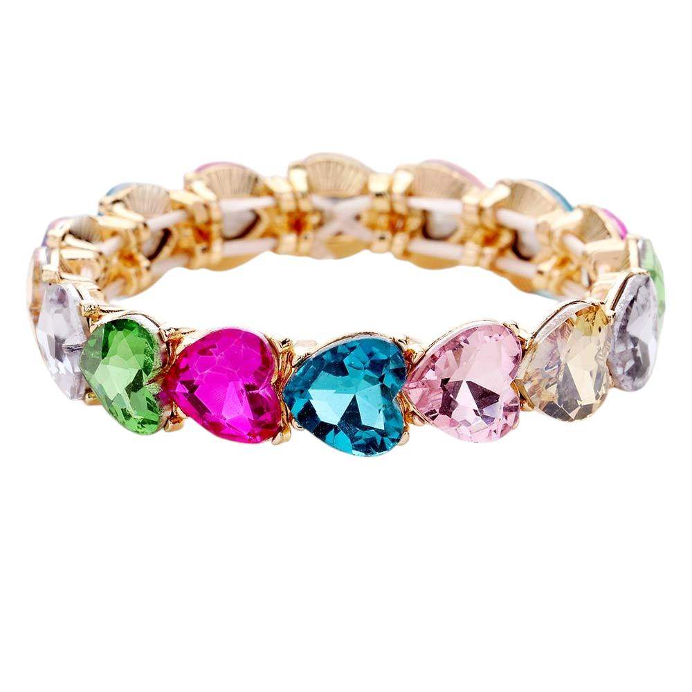 Heart Crystal Stretch Evening Bracelet - Madeline Love - Flyclothing LLC