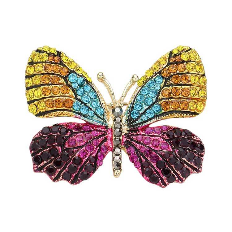 Rhinestone Pave Butterfly Pin Brooch - Madeline Love - Flyclothing LLC