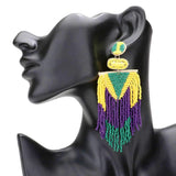 Seed Beaded Fringe Dangle Earrings - Madeline Love - Flyclothing LLC