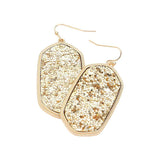 Sparkly Hexagon Frame Dangle Earrings - Madeline Love - Flyclothing LLC