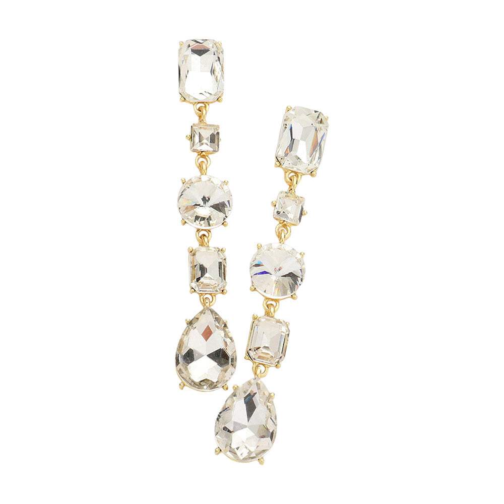 Multi Stone Link Dangle Evening Earrings - Madeline Love - Flyclothing LLC