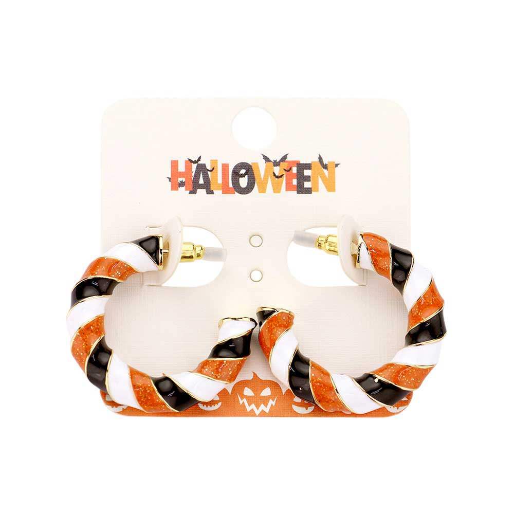 Enamel Halloween Twisted Hoop Earrings - Madeline Love - Flyclothing LLC