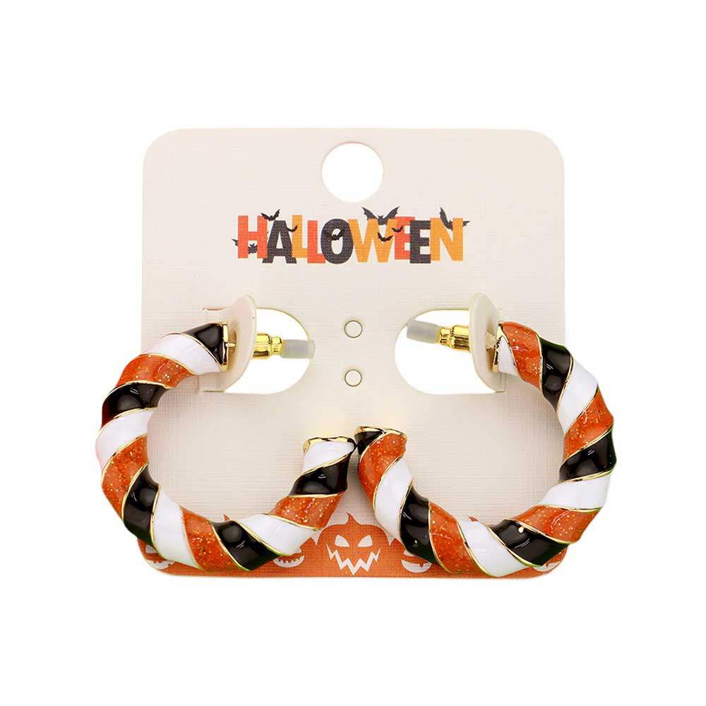 Enamel Halloween Twisted Hoop Earrings - Madeline Love - Flyclothing LLC