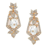Oval Crystal Rhinestone Leaf Evening Earrings - Madeline Love - Flyclothing LLC