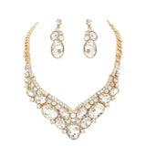 Oval Glass Crystal Evening Necklace - Madeline Love - Flyclothing LLC