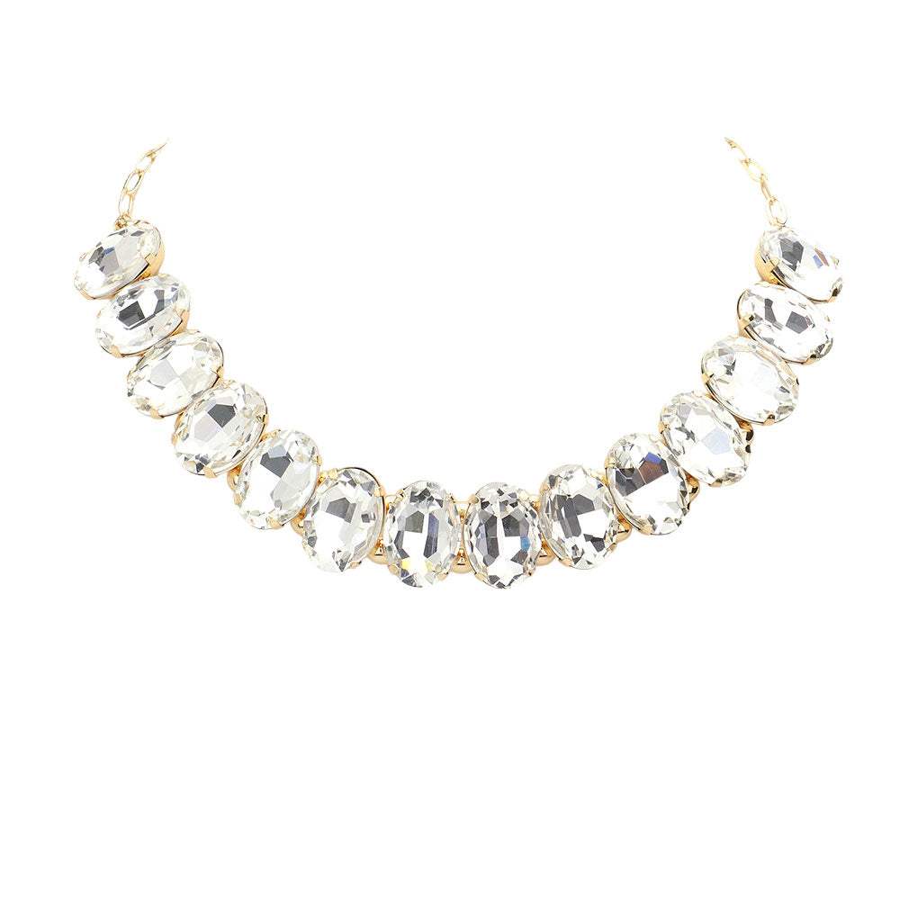 Oval Stone Evening Necklace - Madeline Love - Flyclothing LLC