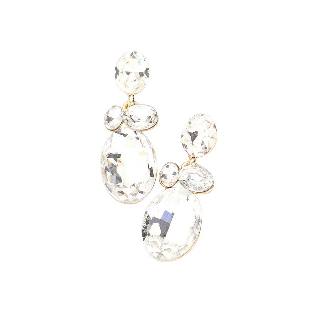 Oval Stone Link Dangle Evening Earrings - Madeline Love - Flyclothing LLC
