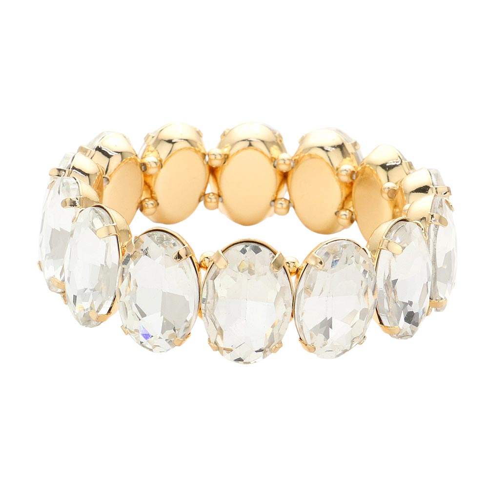 Oval Stone Stretch Evening Bracelet - Madeline Love - Flyclothing LLC