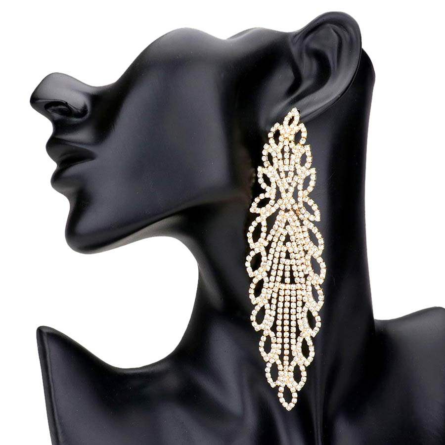 Oversized Rhinestone Pave Evening Earrings - Madeline Love - Flyclothing LLC