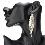 Pave Crystal Rhinestone Fringe Evening Earrings - Madeline Love - Flyclothing LLC