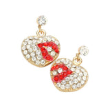 Pave Heart Lips Earrings - Madeline Love - Flyclothing LLC
