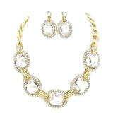 Pave Trim Glass Crystal Link Necklace - Madeline Love - Flyclothing LLC