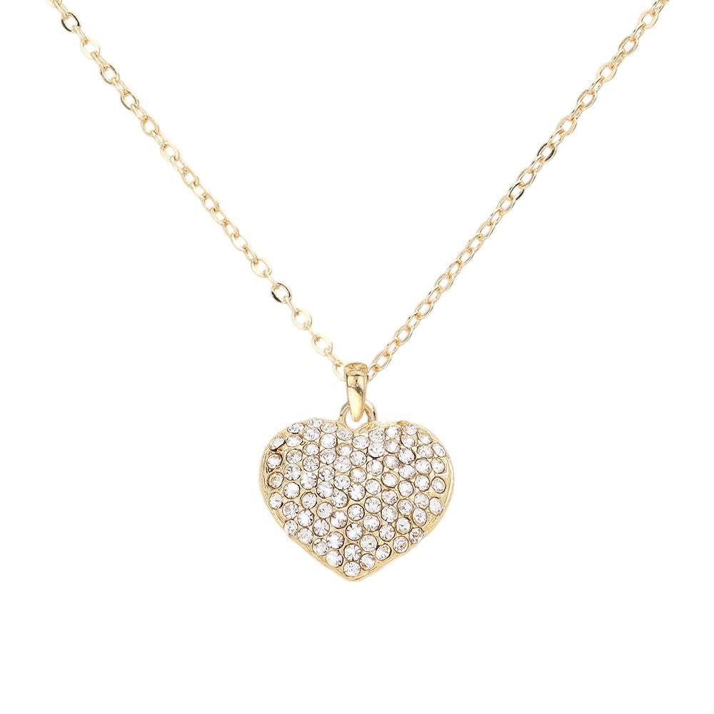 Pave heart pendant necklace - Madeline Love - Flyclothing LLC