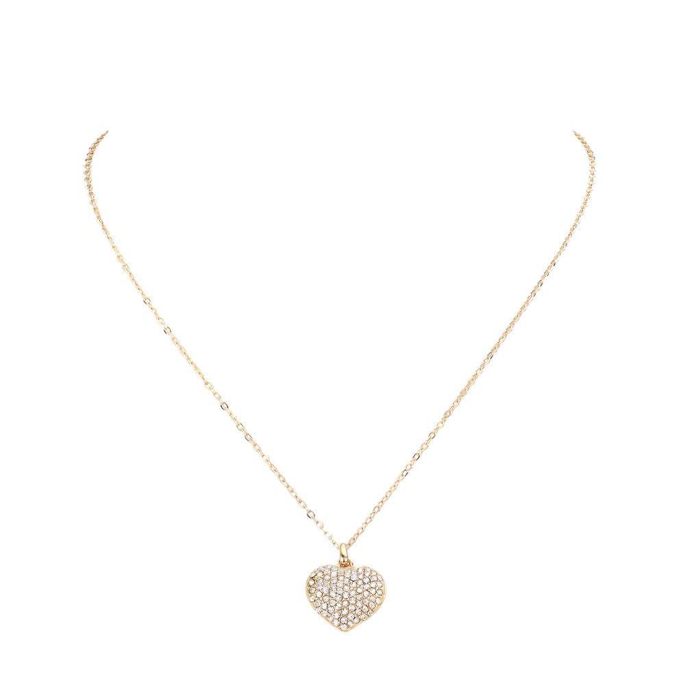 Pave heart pendant necklace - Madeline Love - Flyclothing LLC