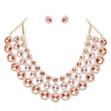 Crystal Pave Trim Round Evening Necklace Earring Set - Madeline Love - Flyclothing LLC