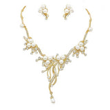 Pearl Accented Floral Rhinestone Necklace - Madeline Love - Flyclothing LLC