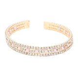 Pearl Accented Split Rhinestone Cuff Evening Bracelet - Madeline Love - Flyclothing LLC