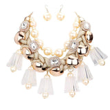 Pearl Chunky Lucite Cord Braided Statement Necklace - Madeline Love - Flyclothing LLC
