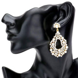 Pearl Detail Rhinestone Open Teardrop Evening Earrings - Madeline Love - Flyclothing LLC
