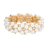 Pearl Flower Cluster Link Stretch Bracelet - Madeline Love - Flyclothing LLC