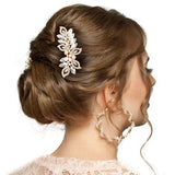 Pearl Marquise Stone Accented Leaf Hair Comb - Madeline Love - Flyclothing LLC