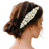 Pearl Multi Stone Embellished Flower Leaf Hair Comb - Madeline Love - Flyclothing LLC