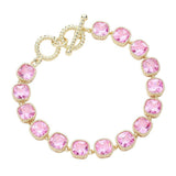 14K Gold Plated Square CZ Stone Link Evening Toggle Bracelet - Madeline Love - Flyclothing LLC