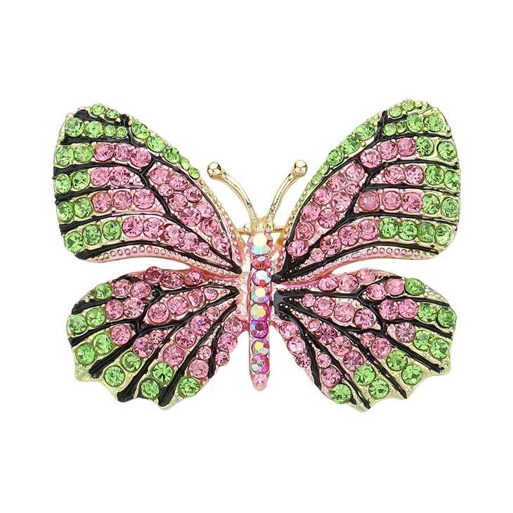Rhinestone Pave Butterfly Pin Brooch - Madeline Love - Flyclothing LLC
