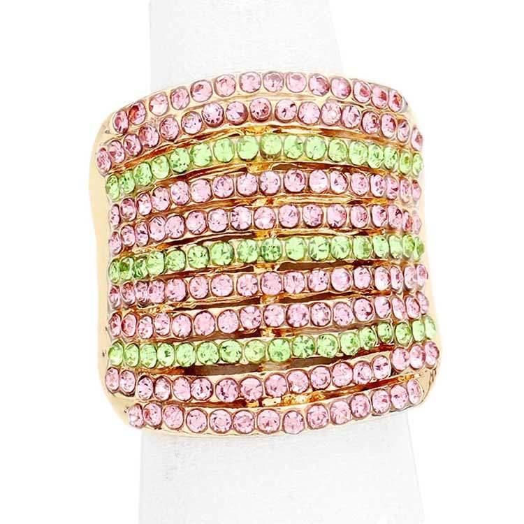 Rhinestone Pave Multi Row Stretch Ring - Madeline Love - Flyclothing LLC