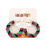 Enamel Halloween Twisted Hoop Earrings - Madeline Love - Flyclothing LLC