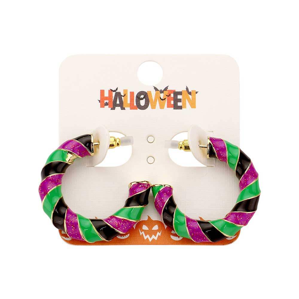 Enamel Halloween Twisted Hoop Earrings - Madeline Love - Flyclothing LLC