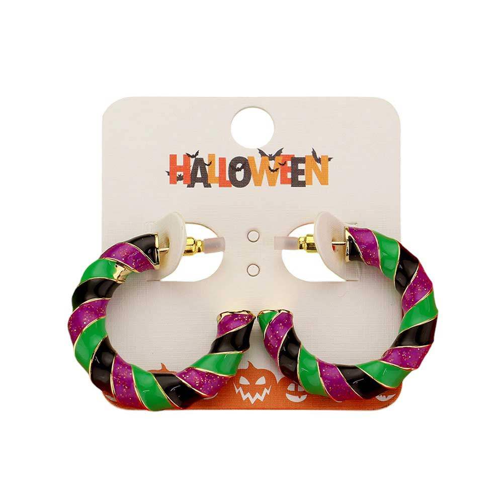 Enamel Halloween Twisted Hoop Earrings - Madeline Love - Flyclothing LLC