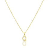 Q Stainless Steel CZ Stone Paved Monogram Pendant Necklace - Madeline Love - Flyclothing LLC