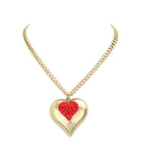 Crystal pave chunky heart pendant necklace - Madeline Love - Flyclothing LLC