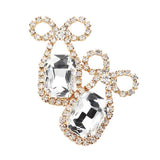 Rhinestone Bow Emerald Cut Stone Evening Earrings - Madeline Love - Flyclothing LLC