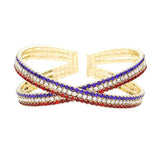 Rhinestone Embellished Crisscross Cuff Evening Bracelet - Madeline Love - Flyclothing LLC