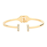 Rhinestone Embellished Metal Rectangle Cuff Bracelet - Madeline Love - Flyclothing LLC