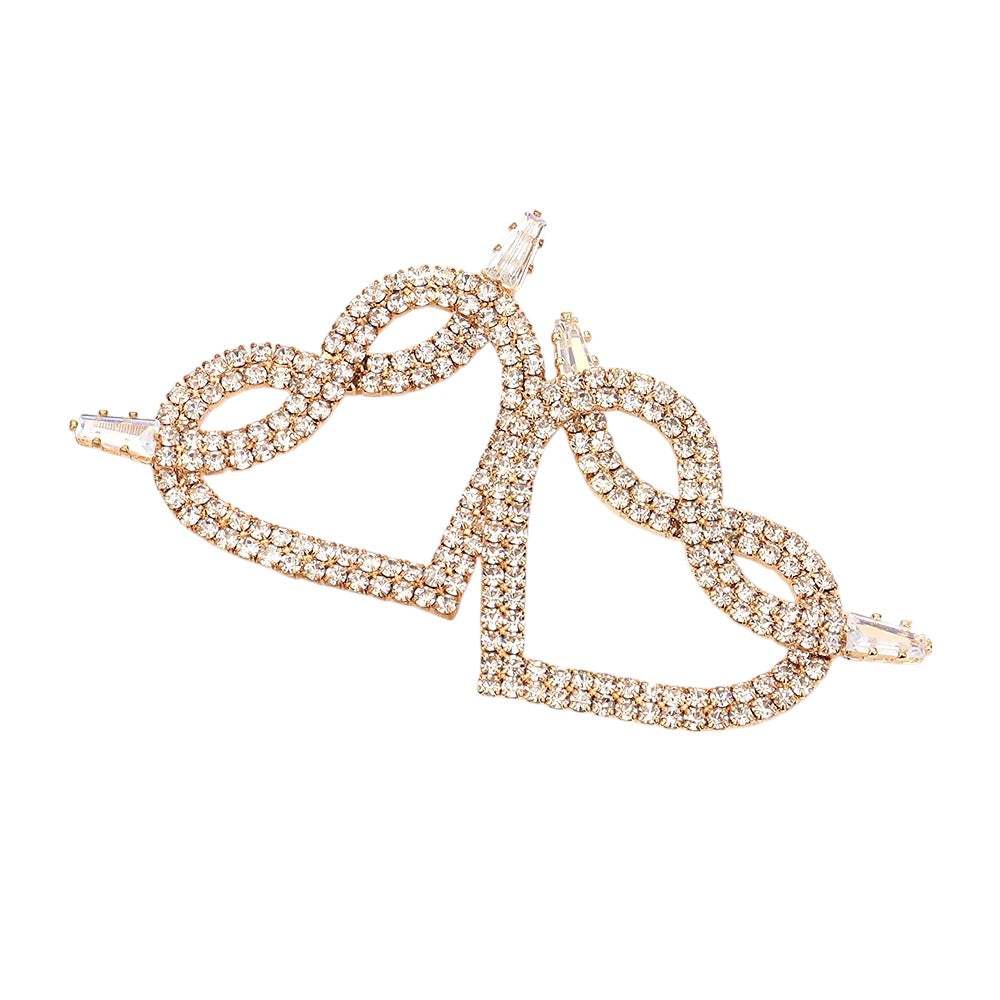 Rhinestone Pave Heart Earrings - Madeline Love - Flyclothing LLC