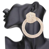 Rhinestone Pave Hexagon Open Circle Evening Earrings - Madeline Love - Flyclothing LLC