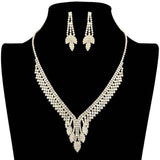 Rhinestone Pave Marquise Accented Necklace Earring Set - Madeline Love - Flyclothing LLC