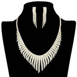 Rhinestone Pave Necklace Earring Set - Madeline Love - Flyclothing LLC