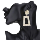 Rhinestone Pave Open Rectangle Dangle Evening Earrings - Madeline Love - Flyclothing LLC