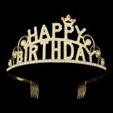 Rhinestone Paved HAPPY BIRTHDAY Message Princess Tiara - Madeline Love - Flyclothing LLC