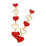 Rhinestone Paved Heart Link Dropdown Earrings - Madeline Love - Flyclothing LLC
