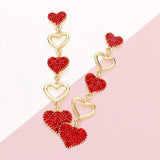 Rhinestone Paved Heart Link Dropdown Earrings - Madeline Love - Flyclothing LLC