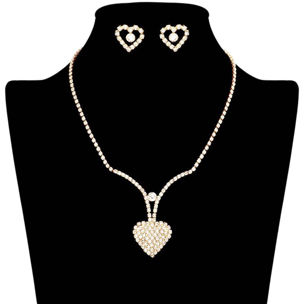 Rhinestone Paved Heart Necklace - Madeline Love - Flyclothing LLC