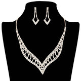 Rhinestone Paved V Shaped Jewelry Set - Madeline Love - Flyclothing LLC