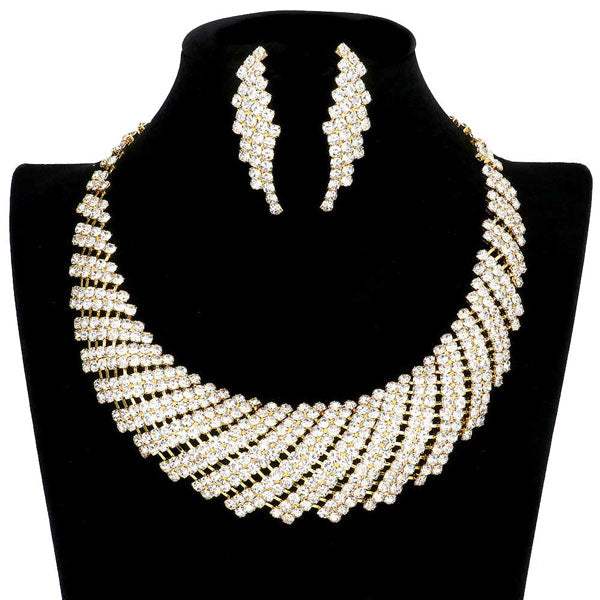 Rhinestone Tornado Collar Bib Necklace - Madeline Love - Flyclothing LLC